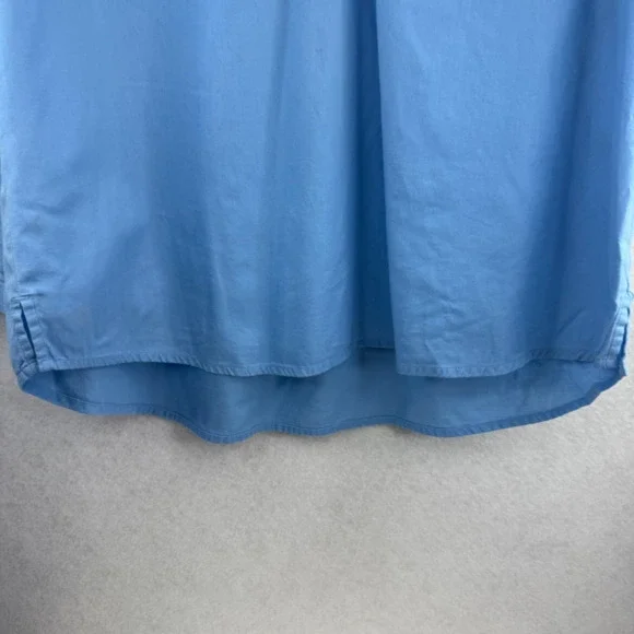 J Jill Blue Cotton Long Roll Up Sleeve V Neck Top Sz M Beachy Comfy Lagenlook - Picture 8 of 12